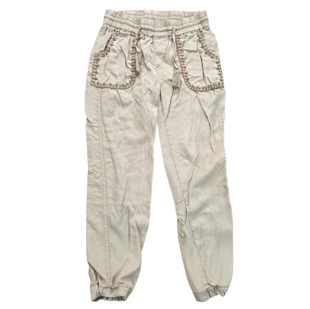 Anthropologie Hei-Hei Tencel Lyocell Bohemian Embroidered Beaded Joggers Pant XS